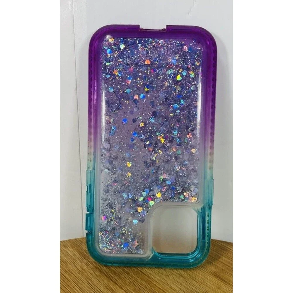 iPhone 11 Purple& Cyan with Purple glitter case brand new